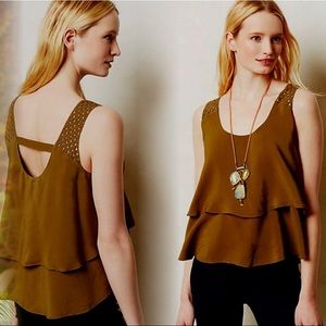 Anthropologie HD in Paris dark green layered top